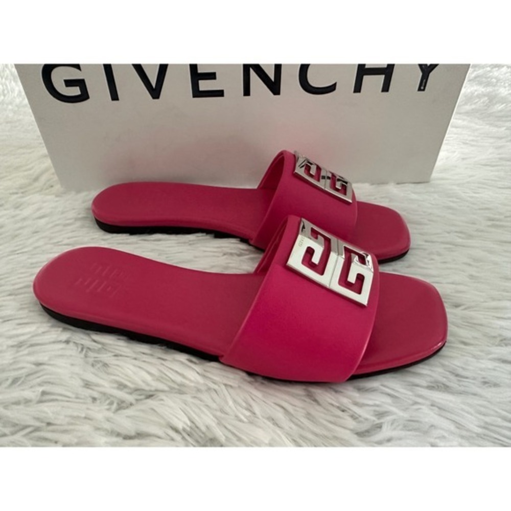 GIVENCHY 4D Pink Leather Slides Sandals Shoes 36